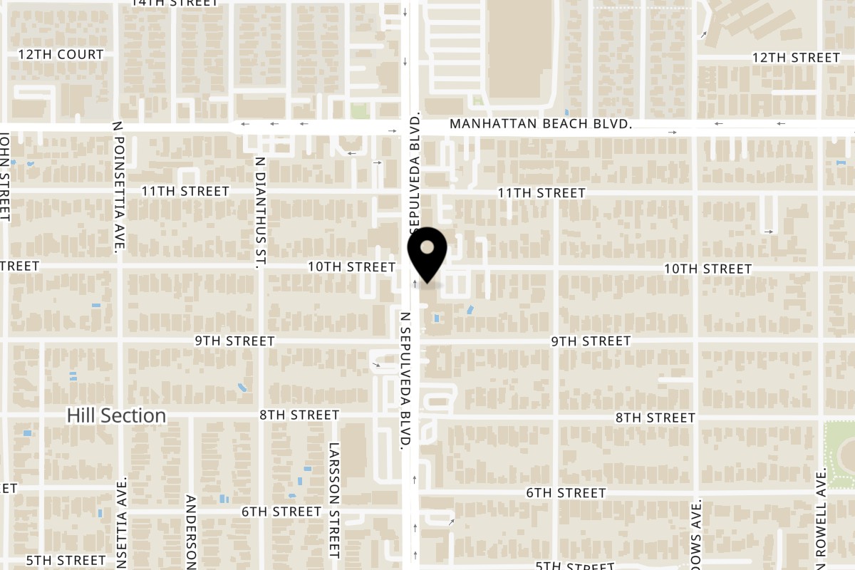 Map showing the location of Ali'i Hawaiian Grill on 924 N Sepulveda Blvd in Manhattan Beach